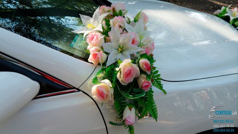 Цветы на белой машине