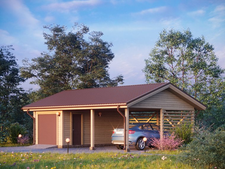 Деревянный навес для машины