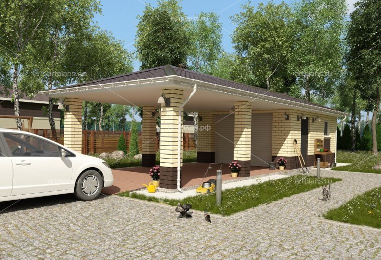 Навес для машины с хозблоком