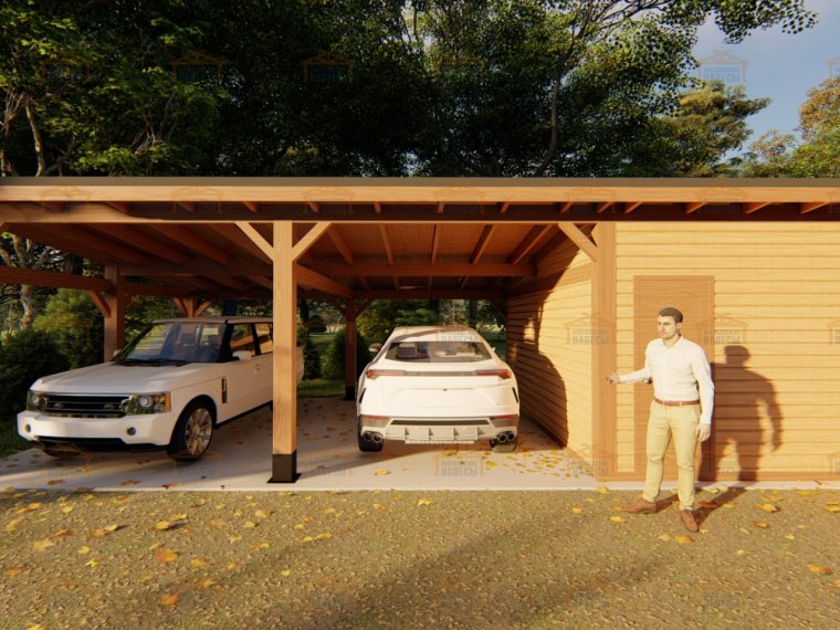 Навес для машины с хозблоком