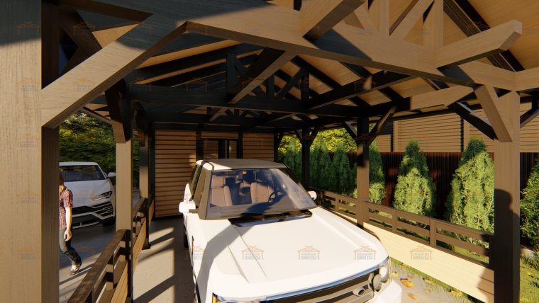 Навес для машины с хозблоком