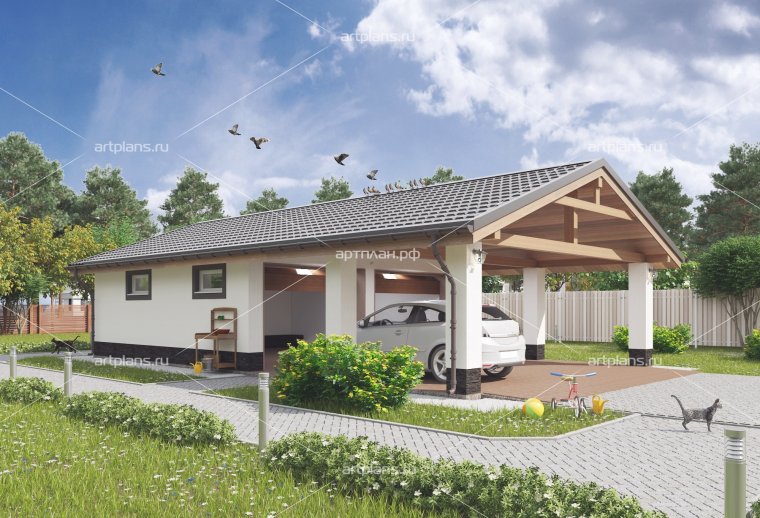 Навес для машины с хозблоком