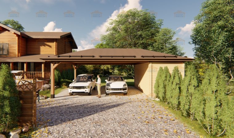 Проект гаража с навесом