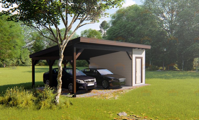 Навес для машины с хозблоком