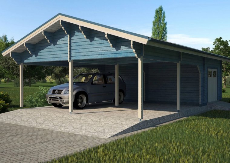 Хозблок с навесом для авто