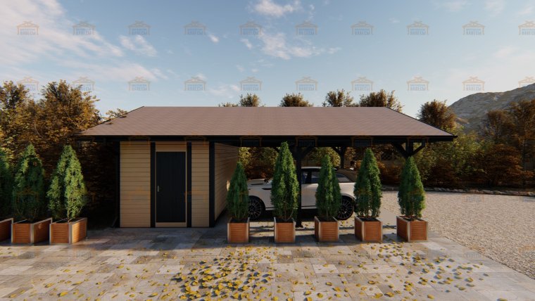 Навес с хозблоком