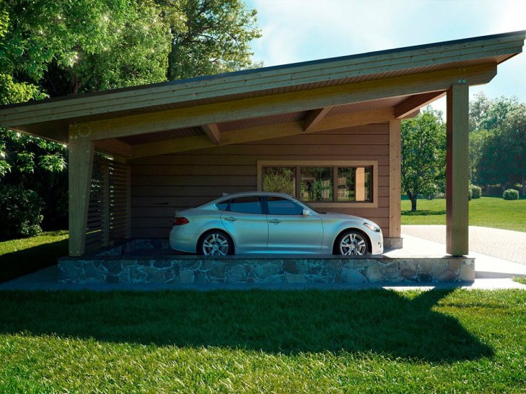 Навес для авто с гаражом