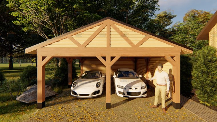 Гараж с навесом для машины