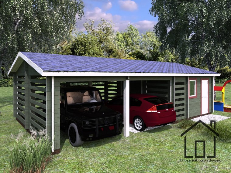 Навес для машины с хозблоком