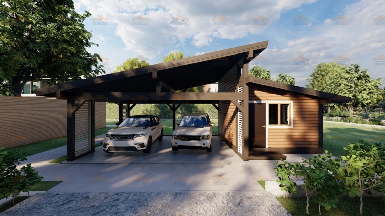 Хозблок с навесом