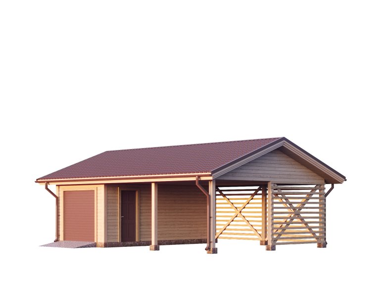 Хозпостройка с навесом для машины