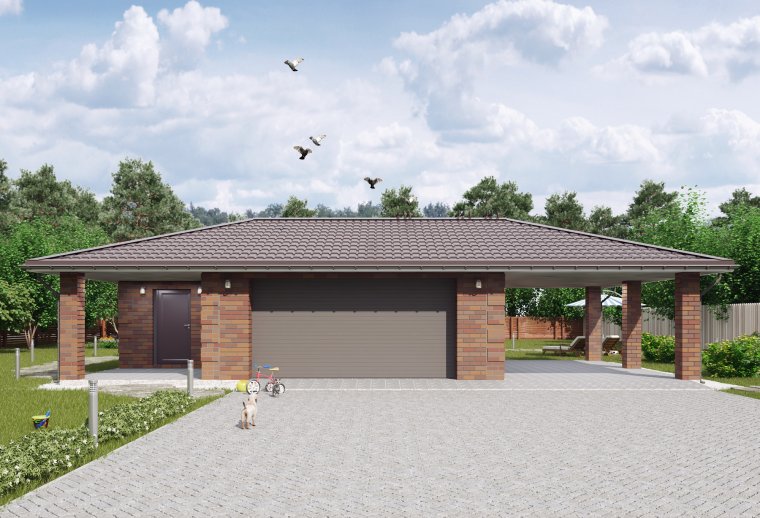 Навес для машины с хозблоком