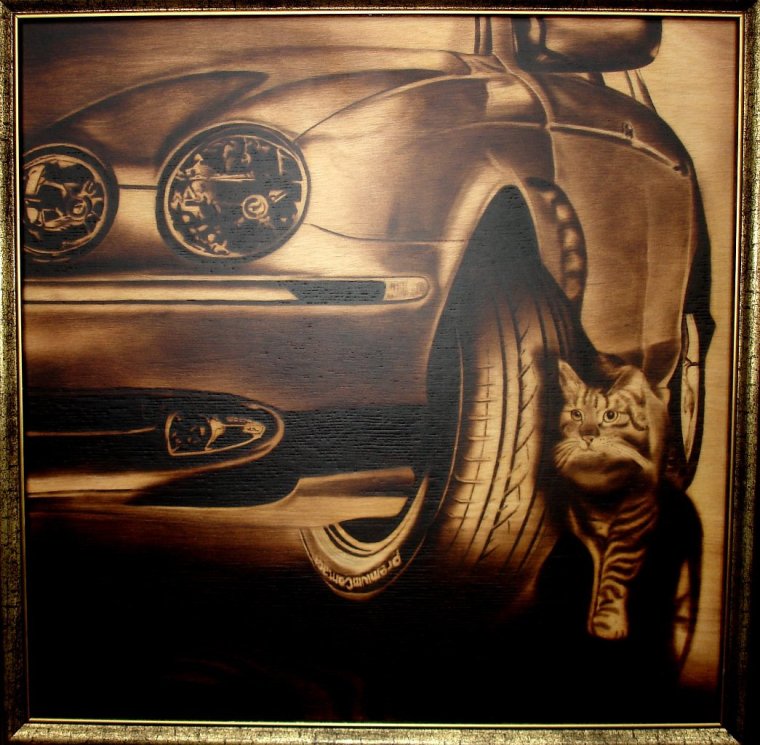 Выжигание по дереву поезд