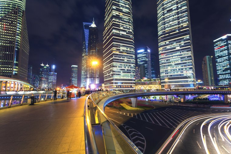 Шанхай небоскребы ночью