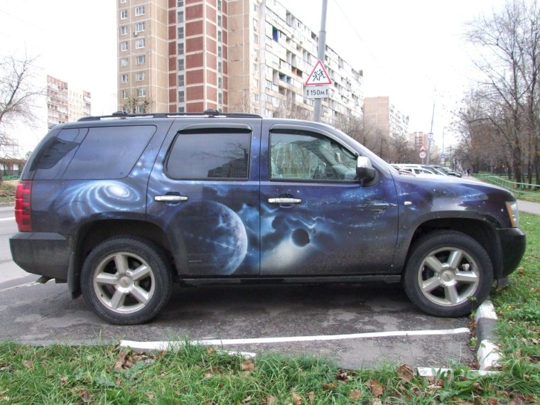 Внедорожник с журавль аэрография