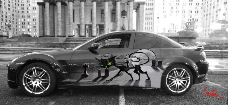 Аэрография на оранжевом авто