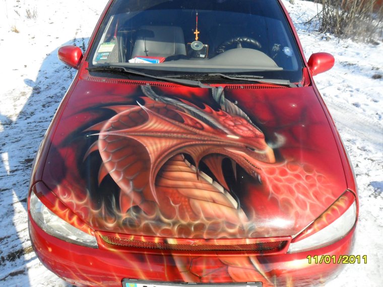 Аэрография Самурай на авто