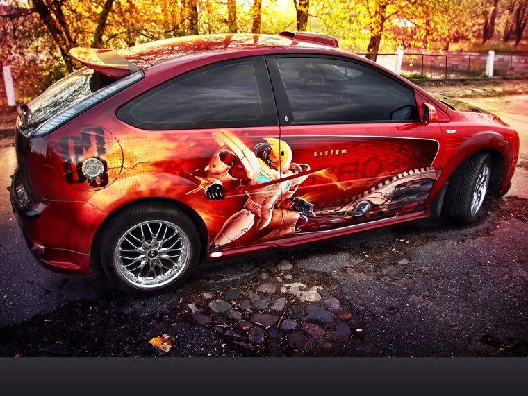 Аэрография на Красном авто