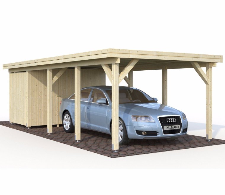 Деревянный навес для одной машины