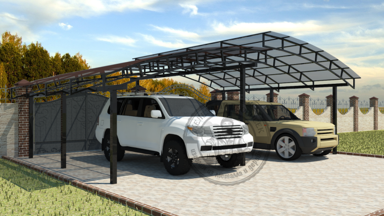 Навес с разными скатами