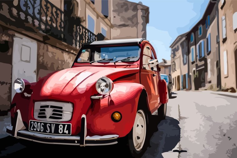 Красная ретро машина