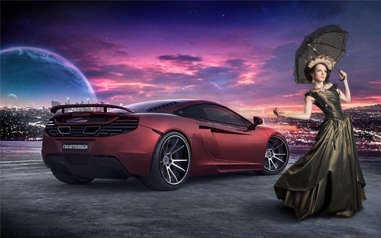 Дама на фоне машины