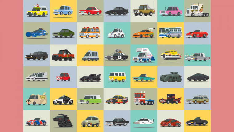 Коллаж рисунков автомобилей