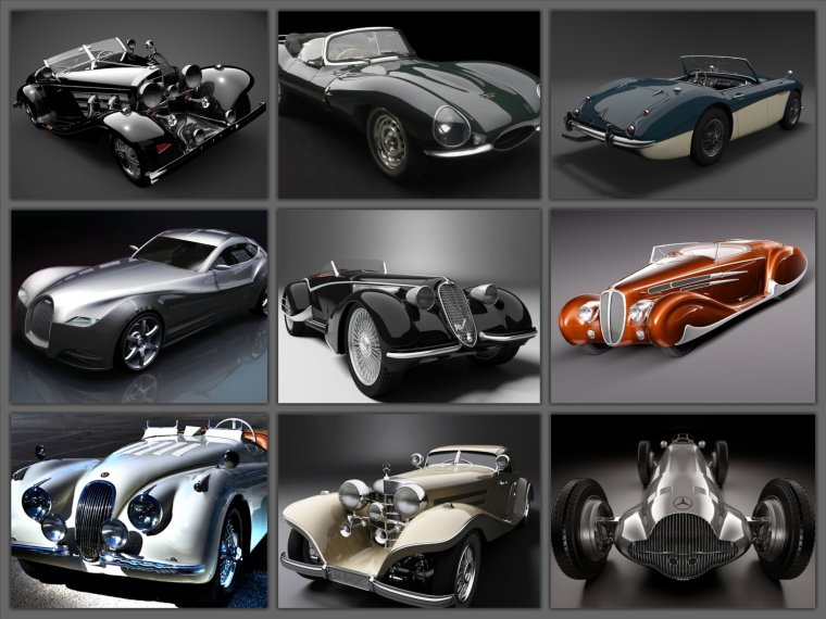 Коллаж из автомобилей разных марок