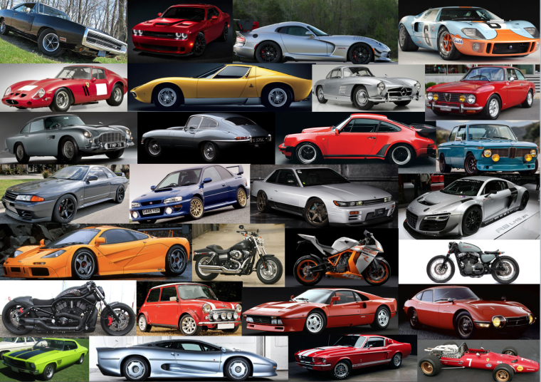 Коллаж из автомобилей разных марок