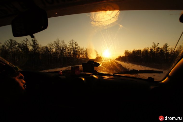 Вид из салона в закат