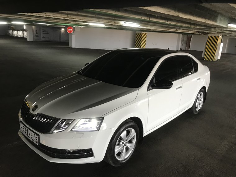 Шкода Октавия белая с черной крышей