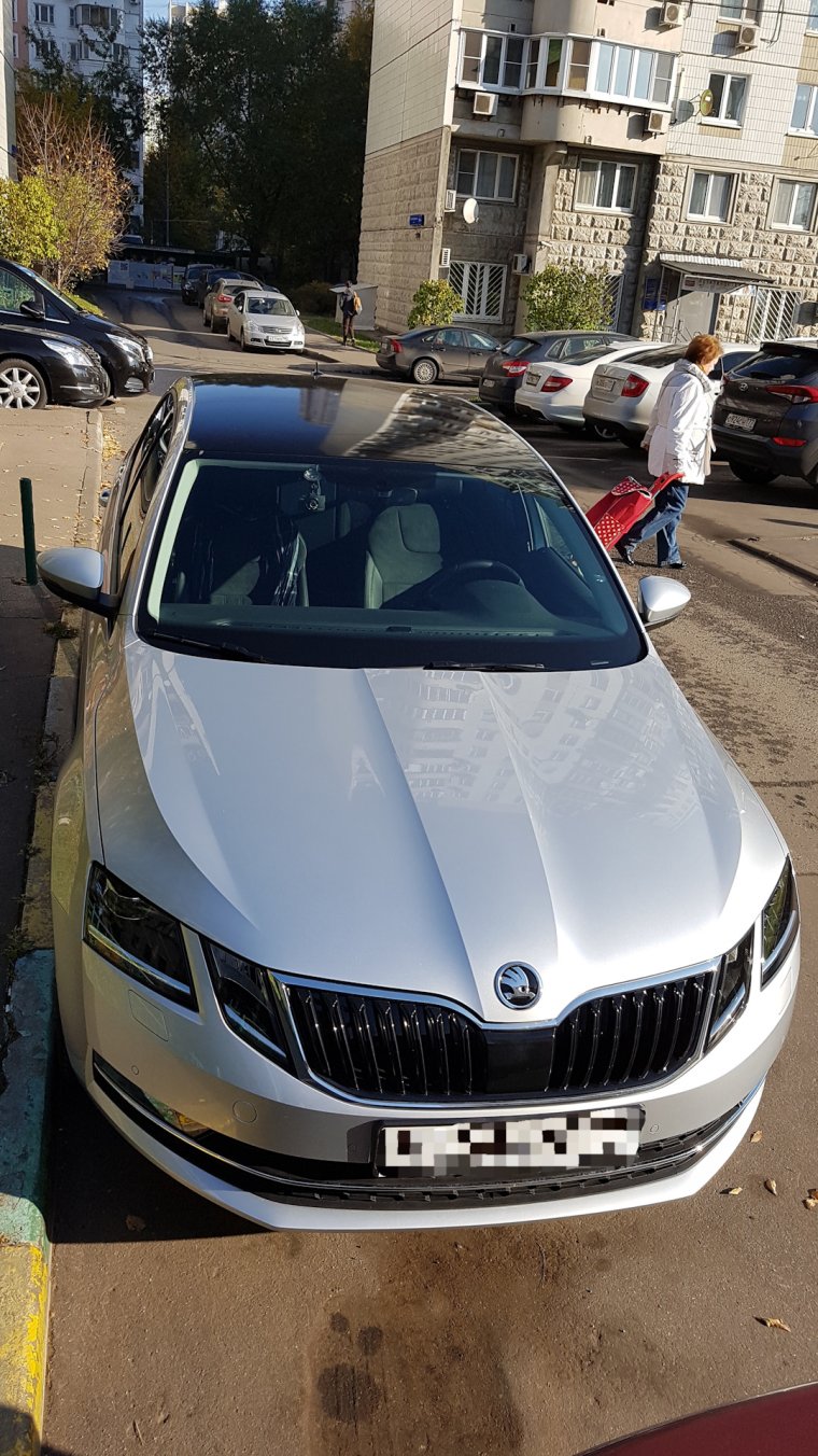 Серебристая Шкода Октавия а5 с черной крышей