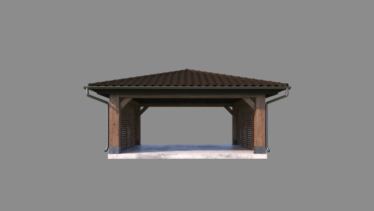 Навес с вальмовой крышей для авто