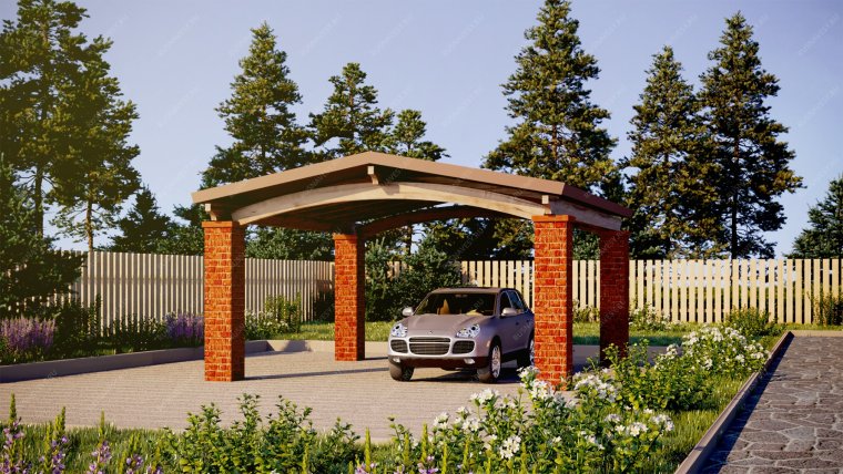 Навес для авто из кирпича