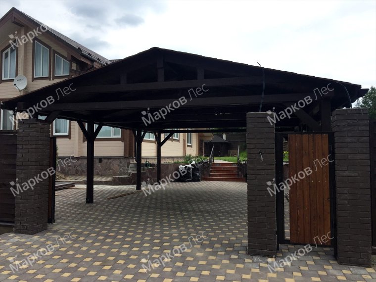 Навес для машины на кирпичных Столбах