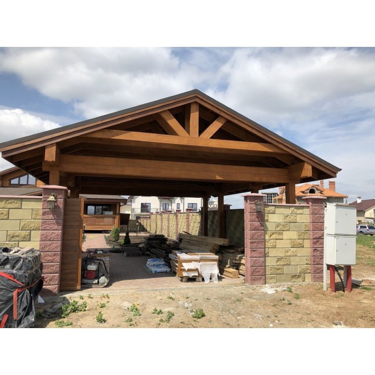Навес для автомобиля из дерева
