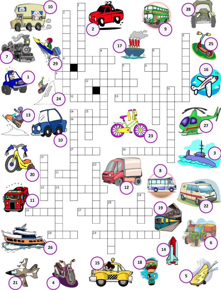 Кроссворд по ПДД для дошкольников