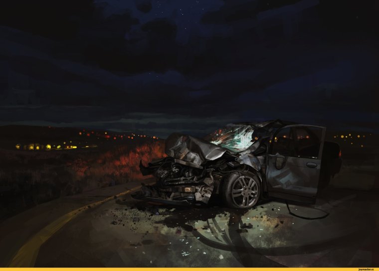 Разбитая Приора зимой