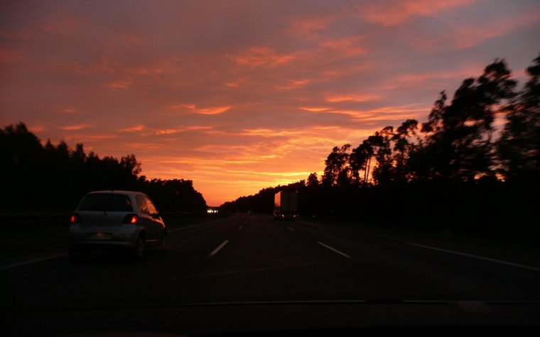 Вид из машины на дорогу