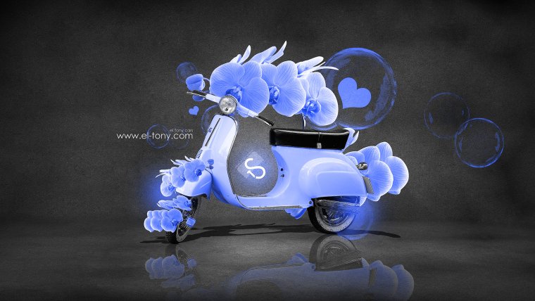 Мотоцикл из цветов