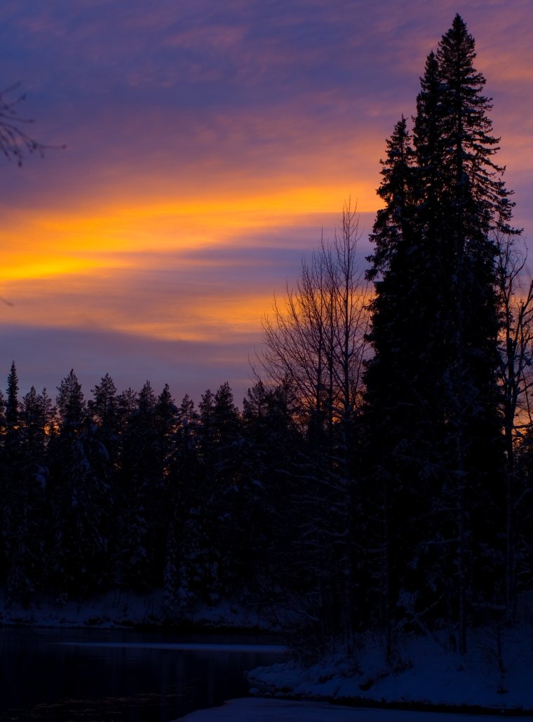 Закат над лесным озером