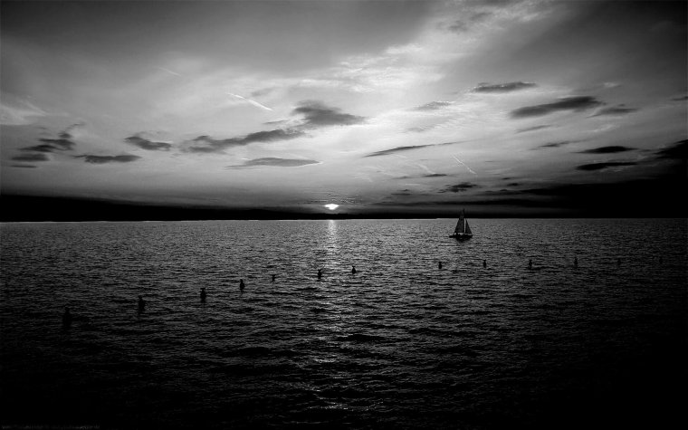 Пейзажи моря черно белые