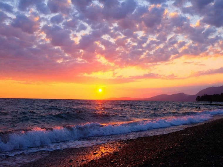 Абхазия Гагра закат море