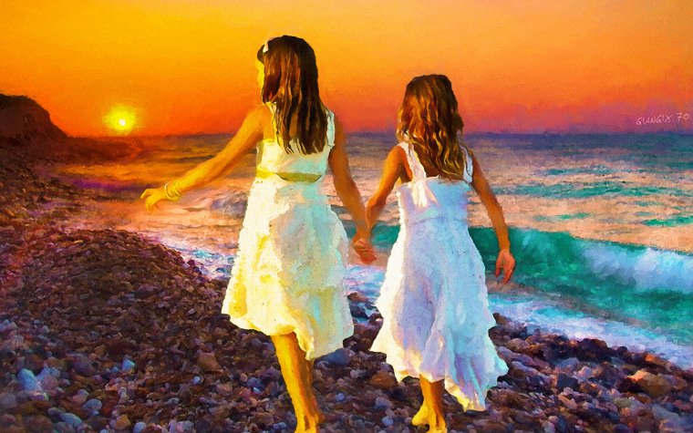 Дети на море