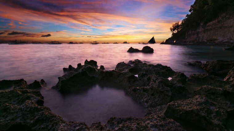 Океан бухта закат