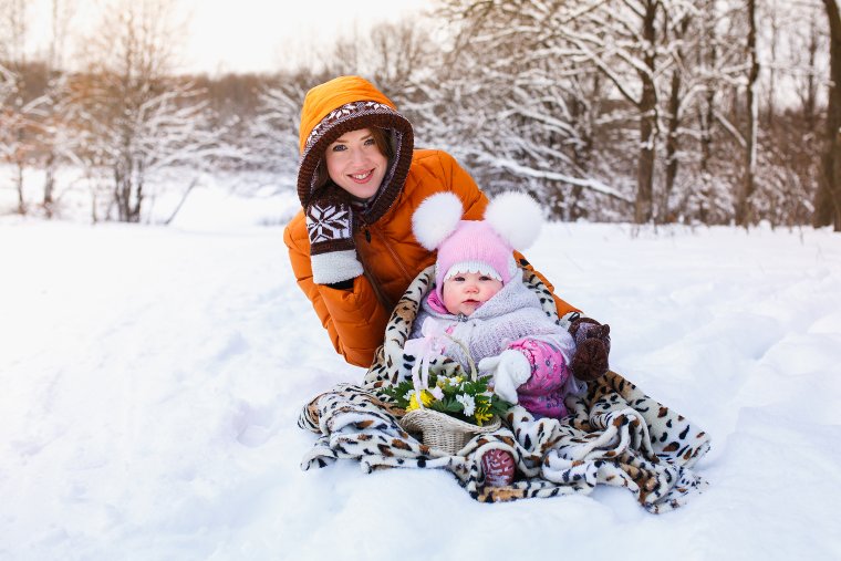 Фотосессия в зимнем лесу с ребенком
