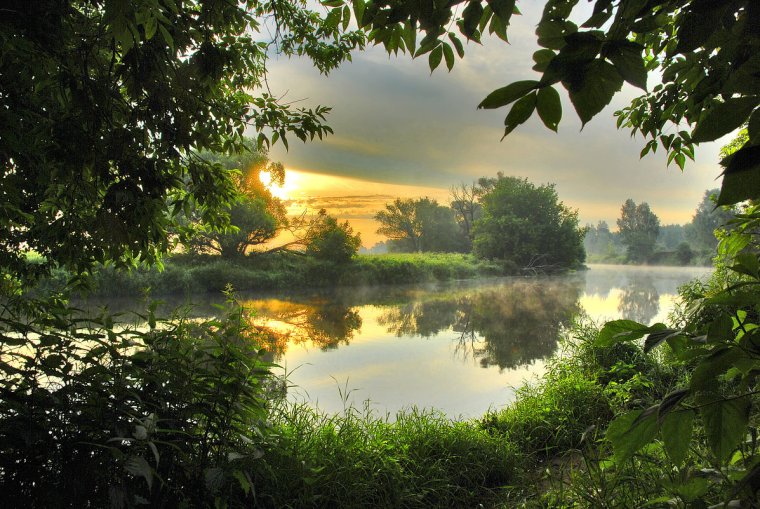 Природа река солнце