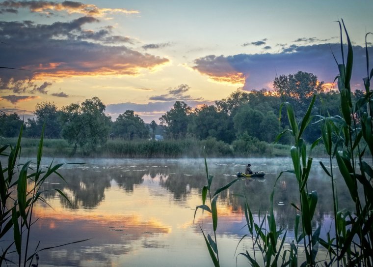 Пейзажи утро на реке