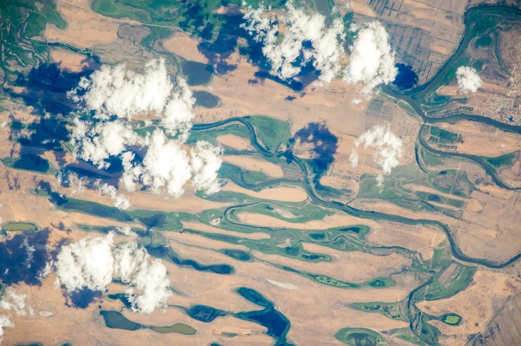 Дельта реки Волги из космоса