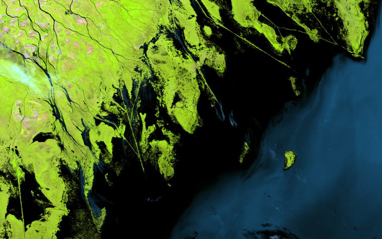 Дельта Волги космоснимок